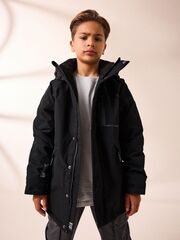 Куртка утепленная с капюшоном для мальчика Next Q78-661, Черный