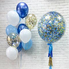 Композиция из воздушных шаров, с большим шаром с конфетти