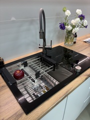 Cмеситель для кухни с выходом для питьевой воды и гибким силиконовым изливом Accoona A5179ST-19 оружейная сталь