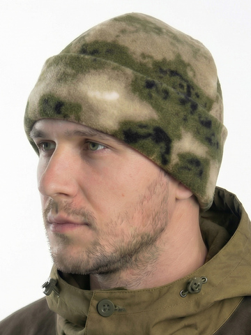 Шапка флисовая с отворотом (двойной флис) мох