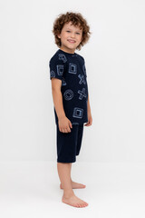 пижама  для мальчика  К 1614/объемные фигуры,индиго