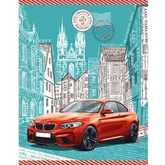 Тетрадь 200л., А5, Апплика "Красный автомобиль", кольца, мелованный картон, 4 цв. с раздел.