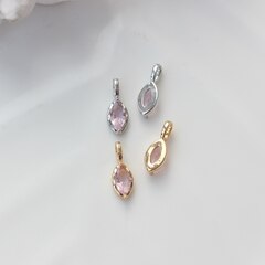 Подвеска Маркиз со светло-розовым фианитом, 14*5 мм, позолота, П405