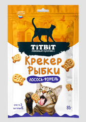 Titbit лакомство для для кошек крекер рыбки Лосось-форель 80г