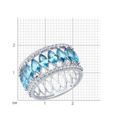 Кольцо-дорожка из серебра с фианитами цвет топаз в огранке маркиз