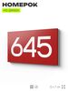 Номер на дверь 645, табличка на дверь для офиса, квартиры, кабинета, аудитории, склада, красная 120х70 мм, Айдентика Технолоджи
