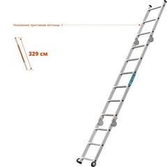 СИБИН ПРП-36, 3 х 6 х 3 ступени, алюминиевые, складные, с колесами и съемной площадкой, парофессиональные рабочие подмости (38845)