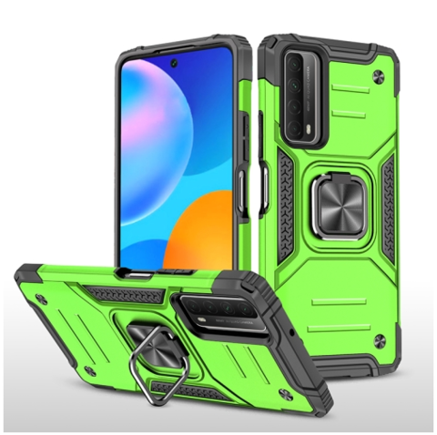 Противоударный чехол Strong Armour Case с кольцом для Huawei Y7a / P Smart 2021 (Салатовый)