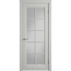 Межкомнатная дверь VFD (ВФД) Glanta (Гланта) Cotton (эмаль светло-серая) стекло White Cloud (матовое)