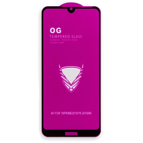 Защитное стекло 3D на весь экран OG для Huawei Y6 2019, Honor 8A (Черная рамка)