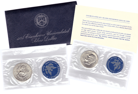 1 доллар 1974 (S) США Эйзенхауэр (лунный) с жетоном UNC (в родном конверте)