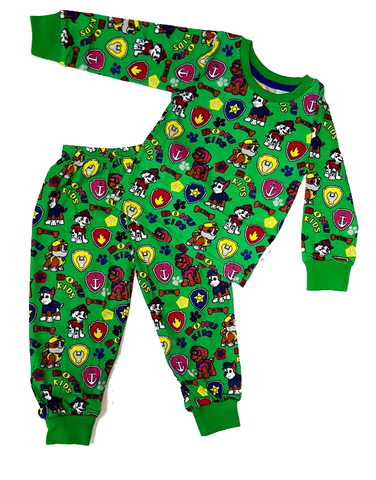 Пижама детская легкая Щенки спасатели зеленая