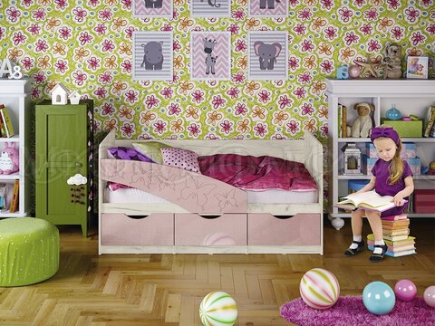 Кровать Бабочки розовый