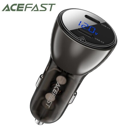 Автозарядка ACEFAST B10 metal car charger 60W 2х USB-C, с дисплеем, черный