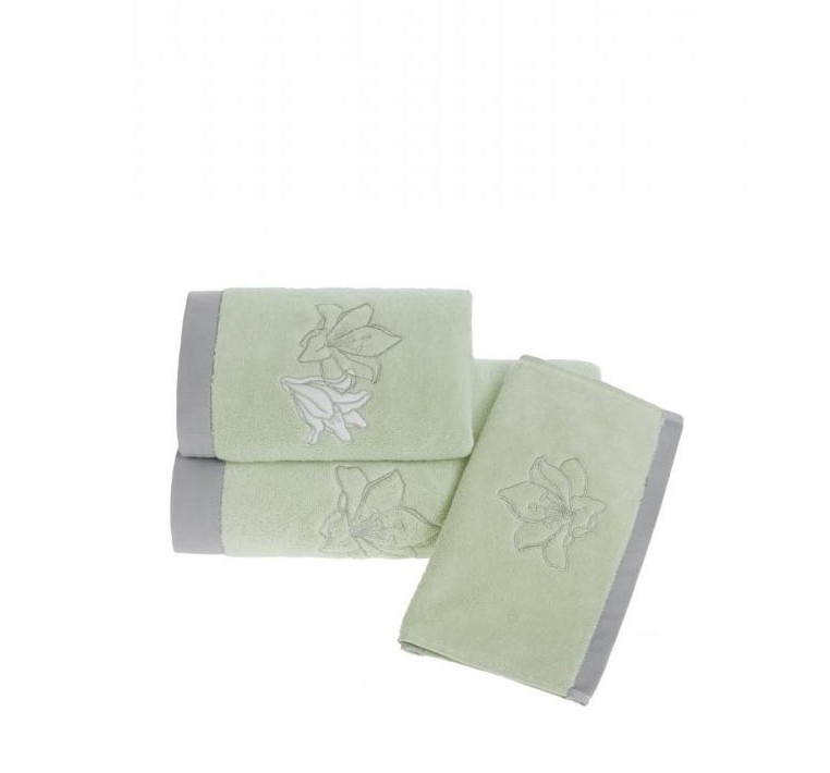 Полотенца LILIUM зеленое полотенце махровое Soft Cotton (Турция) lilium_makro_green_3.jpg