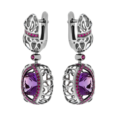 Серьги с Аметистами и Рубинами, E0161-4/1