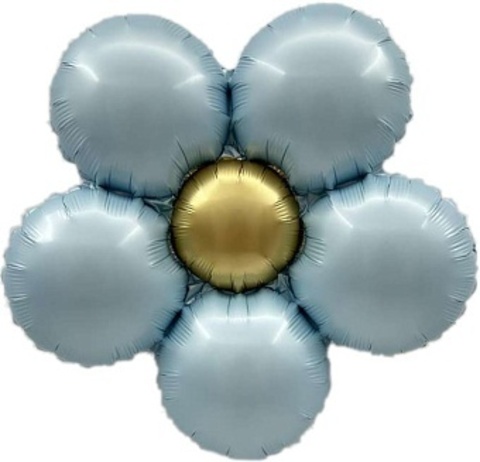 К Мини-фигура, Цветок, Ромашка, Сатин Голубой, 18''/46 см, 5 шт. (под воздух)