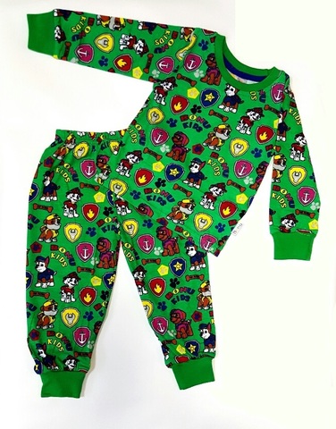 Пижама детская легкая Щенки спасатели зеленая