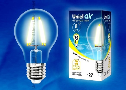 Uniel Лампа LED-A60-8W/WW/E27/CL Air (теплый свет)