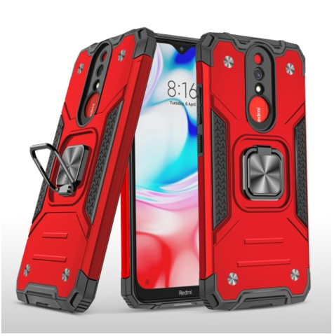 Противоударный чехол Strong Armour Case с кольцом для Xiaomi Redmi 8, 8A (Красный)