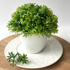 Зелень искусственная в белом кашпо, Черничная, мелколистная, высота 13 см, 1 шт.