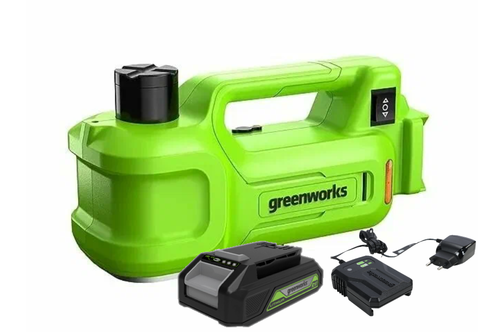 Домкрат автомобильный гидравлический аккумуляторный Greenworks Арт. 3401407UA, 24V, c АКБ 2Ач и ЗУ в сумке