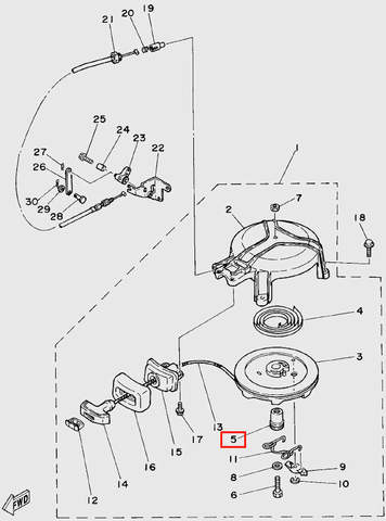 Втулка заводного барабана  для лодочного мотора T5 Sea-PRO