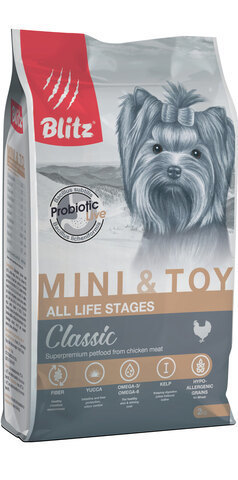 купить Blitz Adult Mini & Toy Breeds сухой корм для взрослых собак мелких и миниатюрных пород
