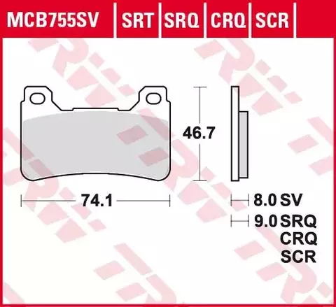 Колодки тормозные дисковые MCB755SRT