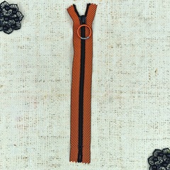 Молния спираль Т5, L 19 см, чёрный с оранжевым