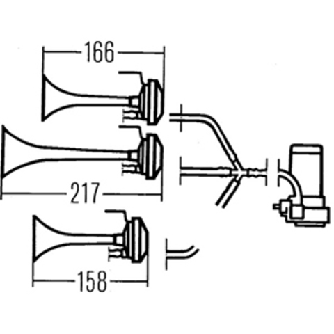 Компрессорный звуковой сигнал Hella 810/756/600 Гц (3PD 003 001-981)