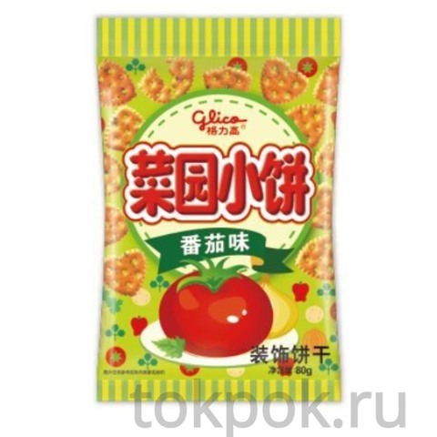Мини крекеры со вкусом томата Glico Cai Yuan, 80 гр