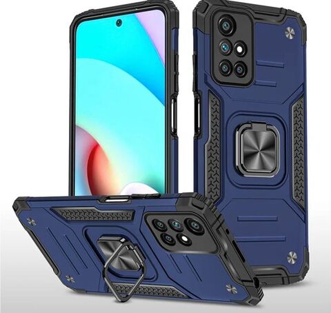 Противоударный чехол для Samsung Galaxy M31s M317 синий с пластиной для магнитного автодержателя и кольцом подставкой / чехол для Самсунг Галакси М31с
