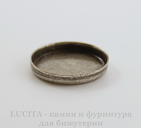 Сеттинг - основа для камеи или кабошона 15 мм (оксид серебра) ()