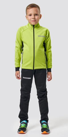 Детский утеплённый лыжный разминочный костюм Nordski Jr. Core Lime/Black