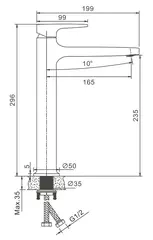 Смеситель для раковины высокий BELZ B11713-7 латунь, черный