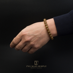 Браслет Классика. Табачный нефрит. 9мм