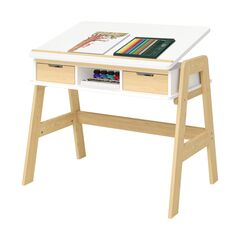 Стол парта Кампо с ящиками с регулировкой наклона и высоты, с ножками из массива сосны