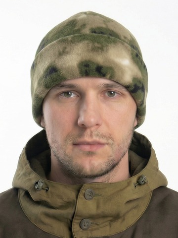 Шапка флисовая с отворотом (двойной флис) мох