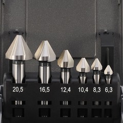 Набор зенковок 60° 6,3-20,5мм DIN334C 3z HSSE-Co5 6шт H-Tools 896806EHT