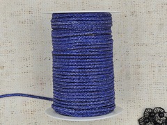 Шнур декоративный со стразами, d 4 мм, синий