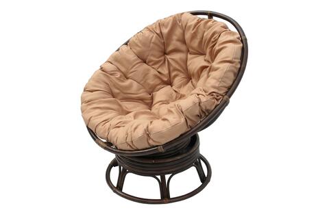 Кресло-качалка вращающееся Garden Story Папасан Roker D110 (каркас коньячн. 2 части, подушка беж.)