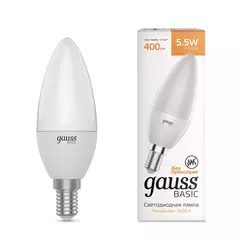 Лампа Gauss LED Basic Свеча 5.5W E14 400lm 3000K  1033116