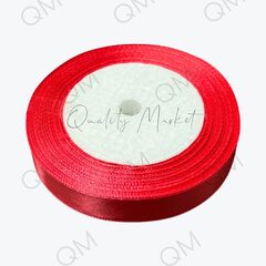 Лента атласная 1,5 см 25 ярдов (красная) №129