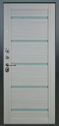 Теплая дверь входная Аргус Люкс 3К 2П Фрейда/Александра, 2 замка, 1,8 мм металл, (черный кварц+белая лиственница) #3