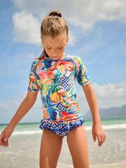 Купальник раздельный для девочки Next AB7-012, Синий, Зеленый