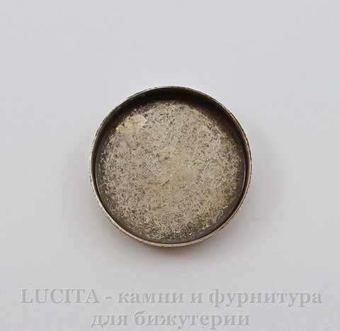 Сеттинг - основа для камеи или кабошона 15 мм (оксид серебра) ()