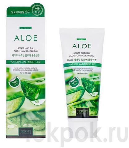 Пенка очищающая с экстрактом алоэ Jigott Natural Aloe Foam Cleansing, 180 мл