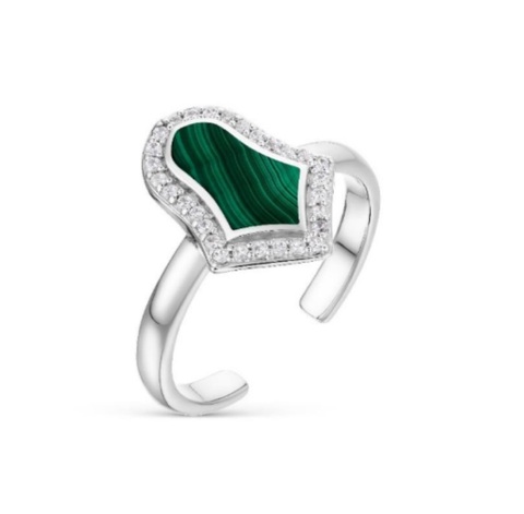 Ring Steppe Tulip Rhodium malachite