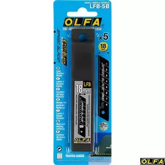 OLFA 18 мм, 5 шт, в пластиковом кейсе + блистер, тефлоновые сегментированые лезвия (OL-LFB-5B)